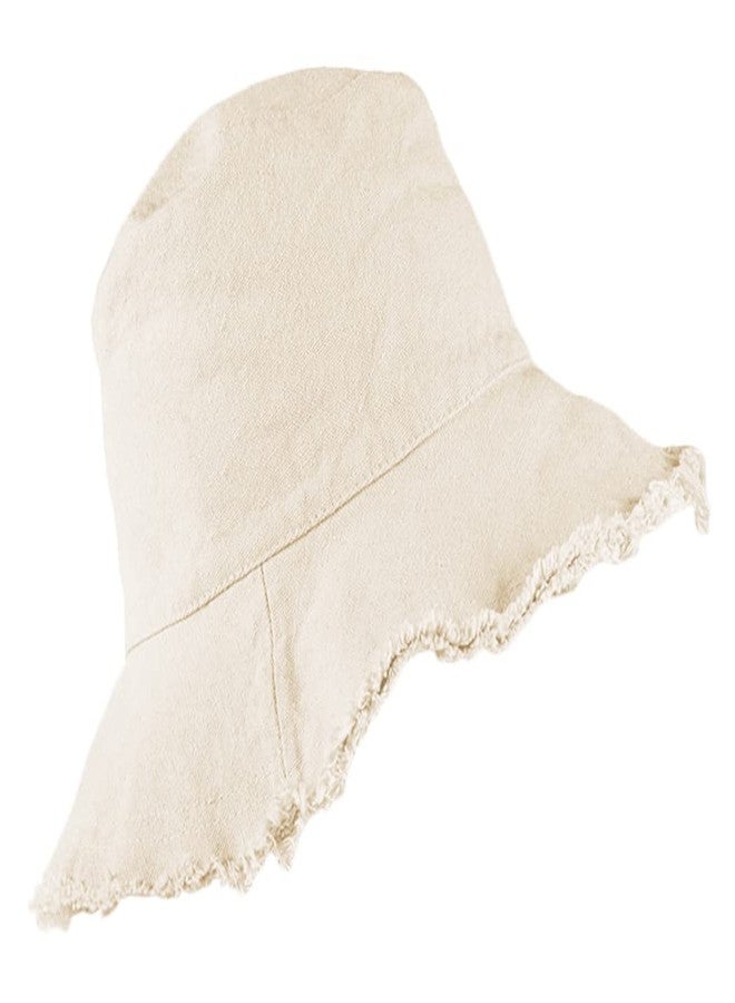 FGSS Bucket-Hat-Distressed Sun-Protection Washed-Cotton Beach-Sun-Hat - Summer-Wide-Brim(3.2inch Brim) Beach-Cap(Size:S-M) Beige - Image 1